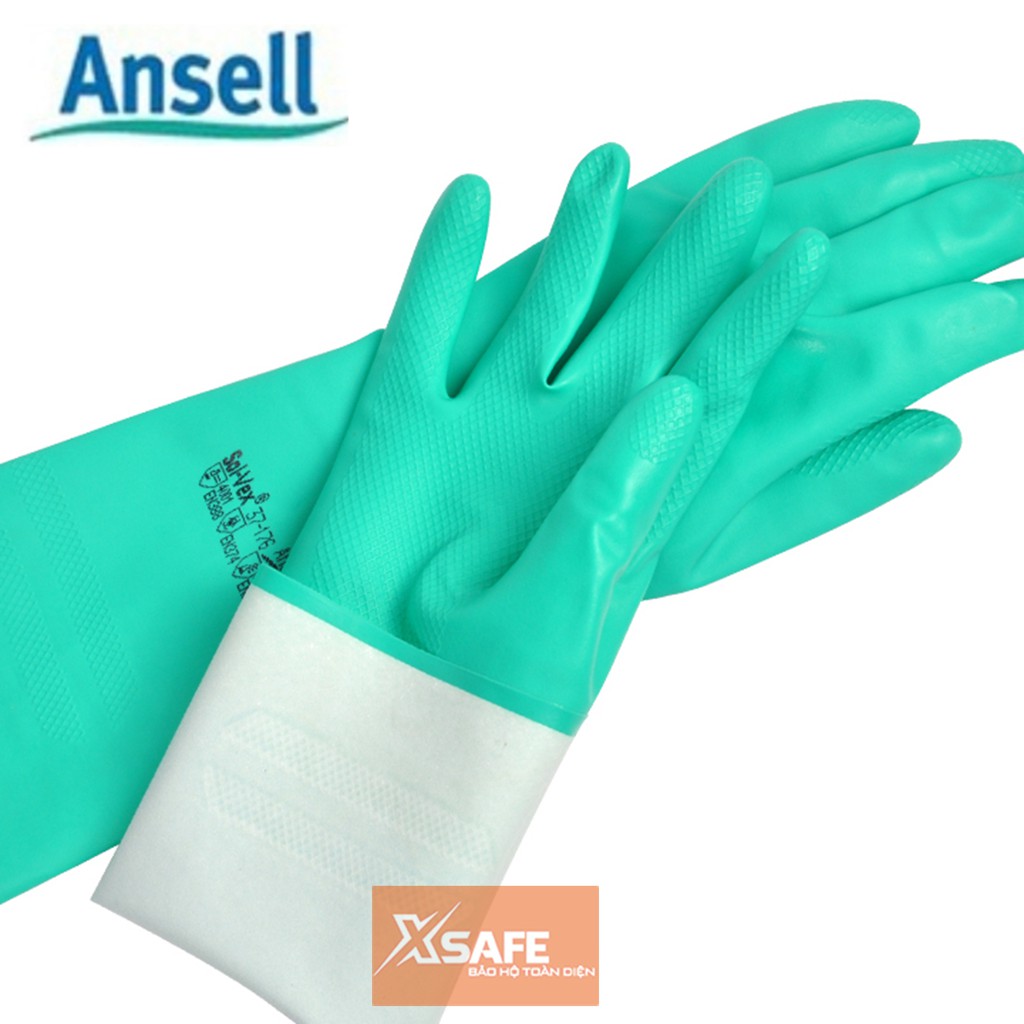 Găng tay chống hóa chất Ansell 37-176 cấu tạo nitrile - chống hóa chất - axit - dầu nhớt - thấm hút mồ hôi tốt