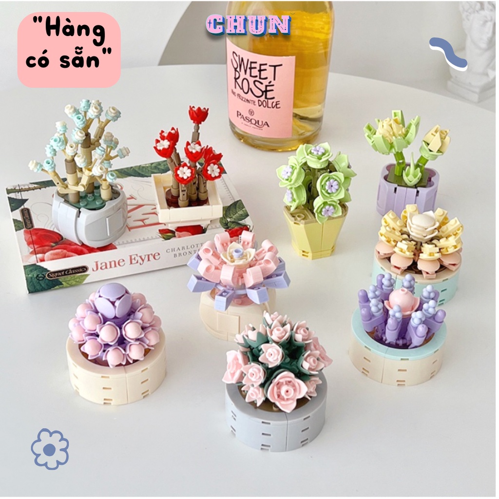 Mô hình lắp ráp cây chậu hoa nhiều mẫu dễ thương thông minh sáng tạo dành cho bé