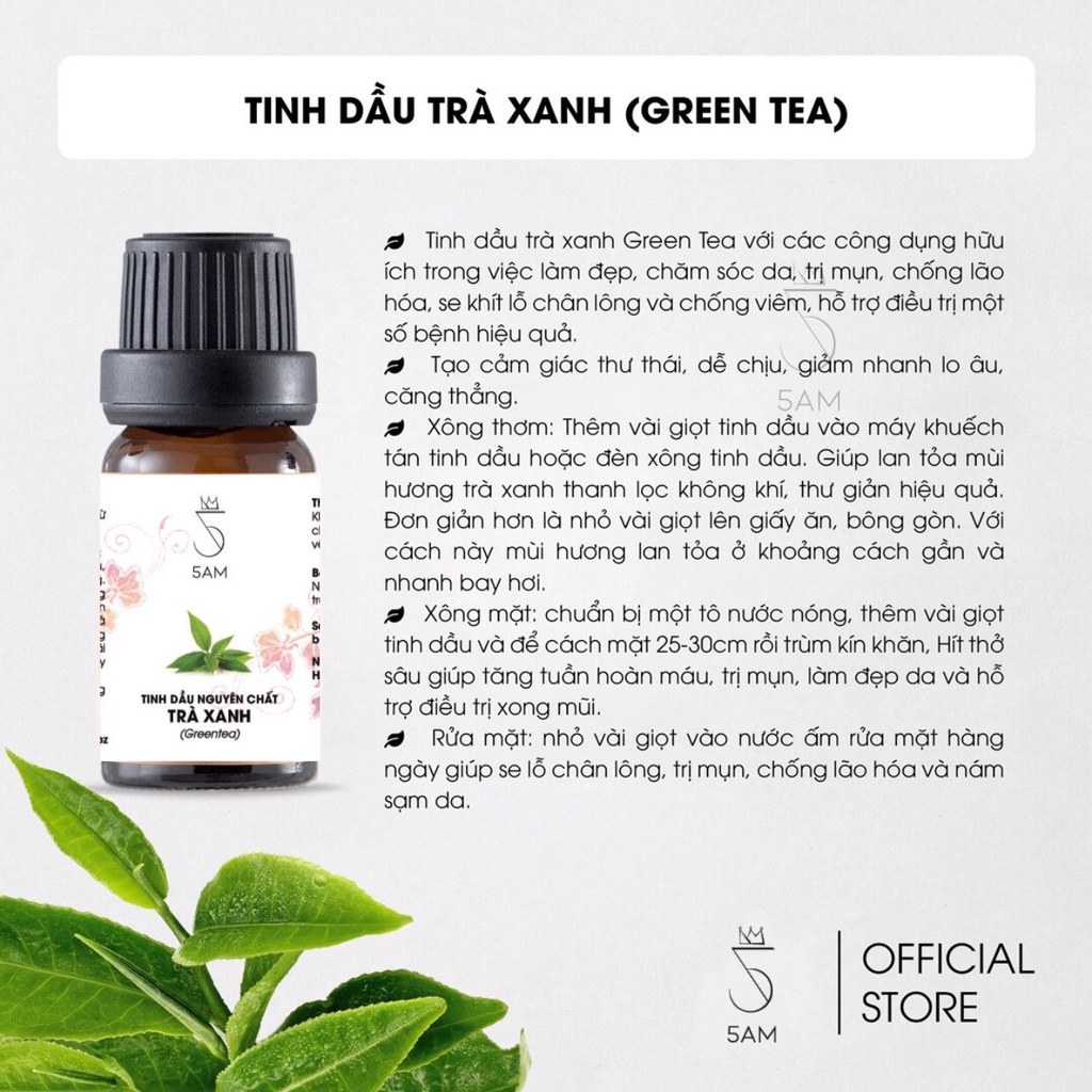 Tinh dầu Trà xanh Ấn Độ 10ml | 5AM Store