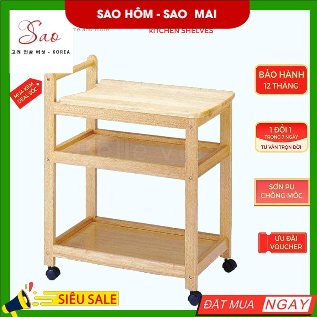 Kệ Bếp Đa Năng Có Bánh Xe BELLEVIE Kệ Gỗ Đựng Gia Vị , Kệ Gỗ Tự Nhiên Decor Láp Ráp Đơn Giản Dễ Dàng