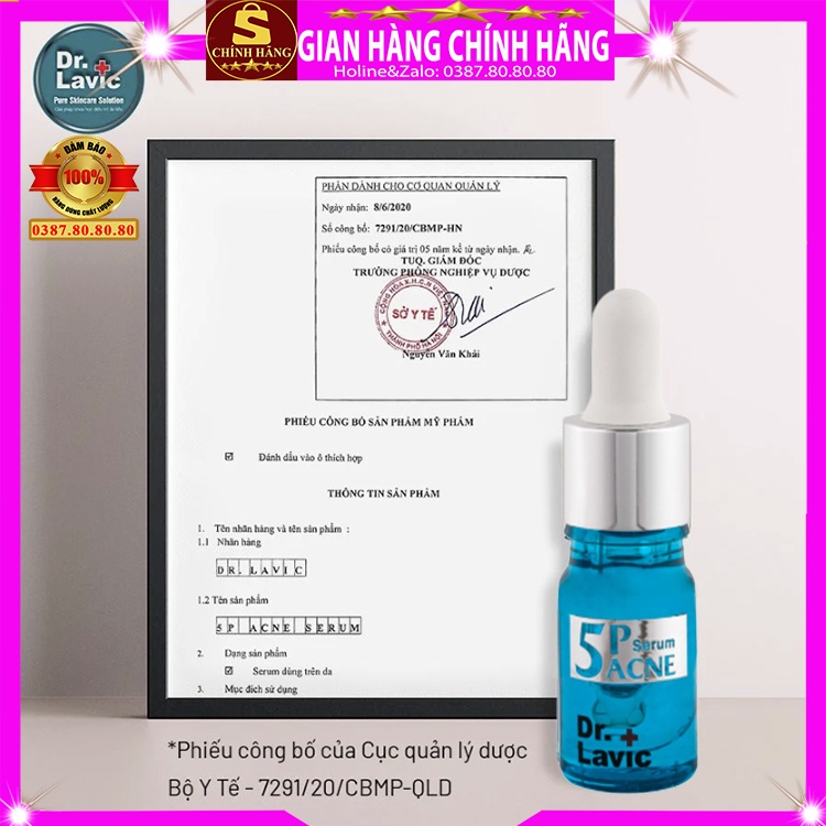 Tinh chất serum xóa mụn thâm dưỡng trắng da loại tốt 5P Dr.lavic đẩy mụn ẩn đầu đen cám cho da dầu nhạy cảm khô 5k step2