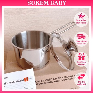 Nồi nấu bột cho bé chất liệu Inox 3 đáy cao cấp Fivestar size 14 cm