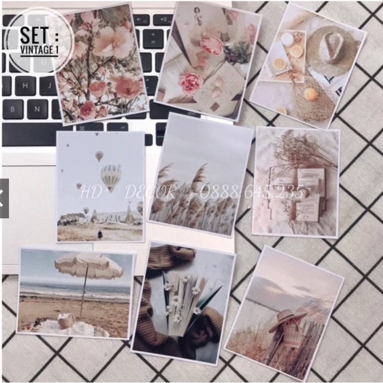 [ FreeShip ] Set 9 tấm thiệp postcard VINTAGE có sẵn decor trang trí phòng cực xinh