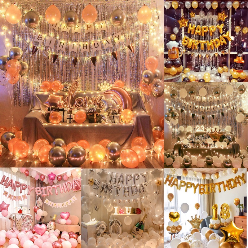 (Có sẵn giao hàng nhanh) Bộ mắt Bộ bong bóng sinh nhật Happy INS Style Party House