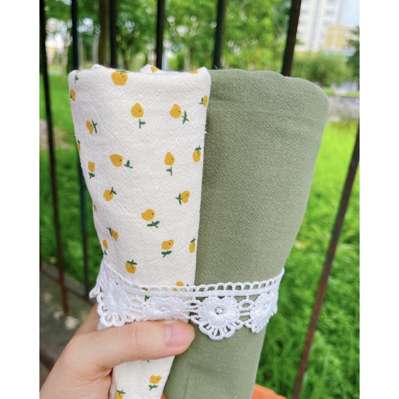 vải thô đũi mẫu thiết kế riêng ghép set gồm 1m màu trơn và 1m hoạ tiết dùng may váy,áo,đồ bộ
