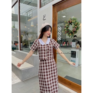 SET ÁO CỔ TRẮNG CHÂN VÁY MIDI