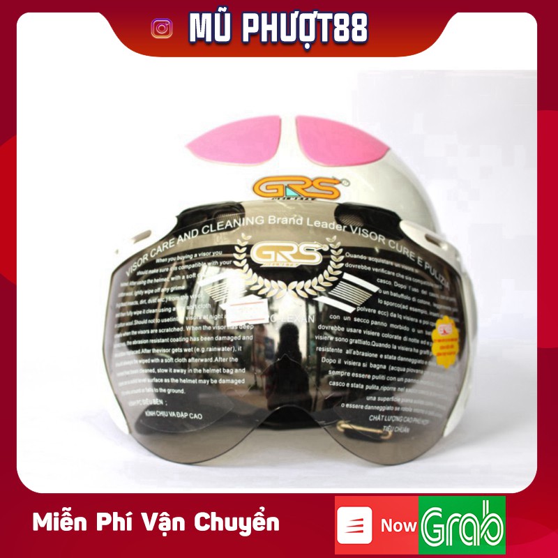 Mũ GRS A102K trắng nắp hồng - Mũ nửa đầu chính hãng Đài Loan &amp; VN sản xuất clip thật