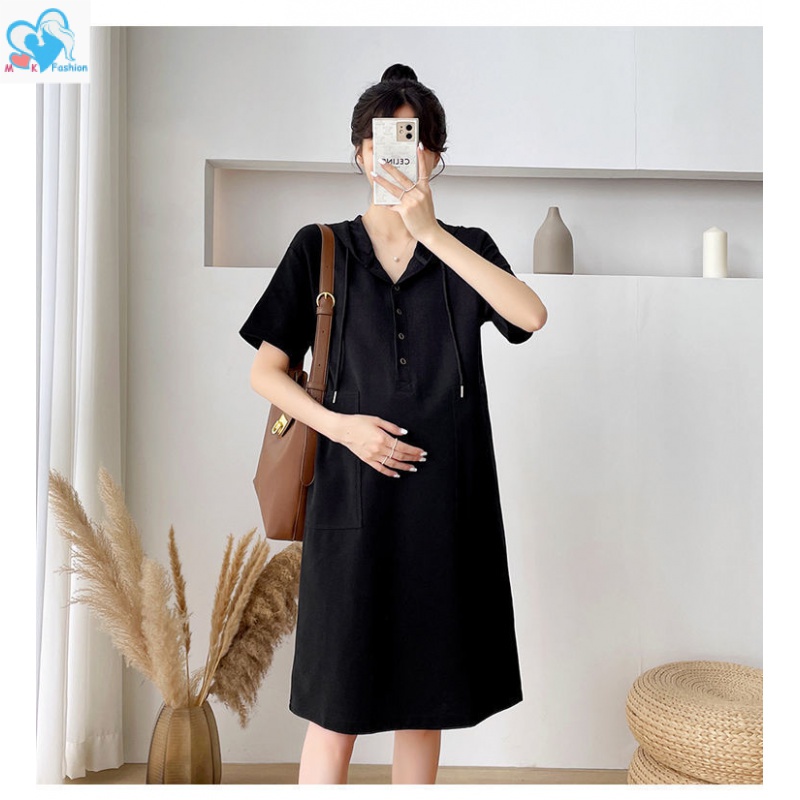 Mom&Kids High Quality Đầm Ngắn Tay Dáng Rộng Phong Cách Phương Tây Cho Phụ Nữ Mang Thai Cỡ 40-150KG