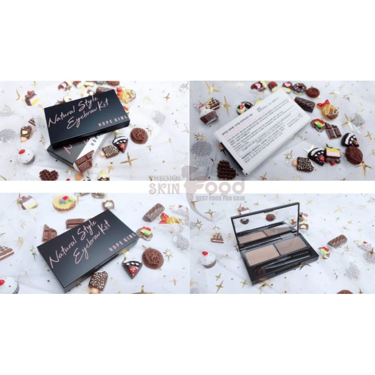 Bột Tán Chân Mày Hai Màu Hope Girl Natural Style Eyebrow Kit