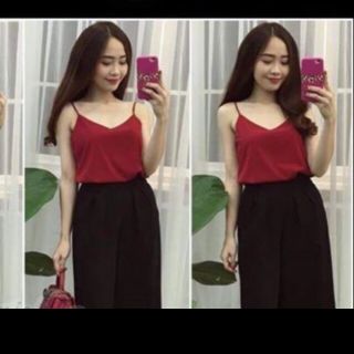 [ FREESHIP- GIÁ HỦY DIỆT]  Áo hai dây  ,áo nữ giá rẻ,  áo 2 dây voan lụa mềm cổ chữ V