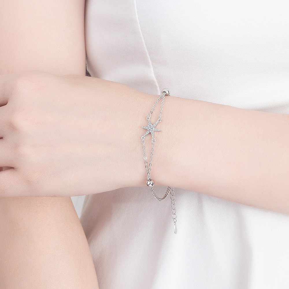 Vòng Tay Mạ Bạc 925 Mặt Hoa Tuyết