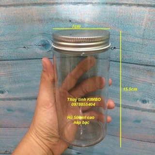 Hũ thuỷ tinh 500ml nắp nhôm bạc