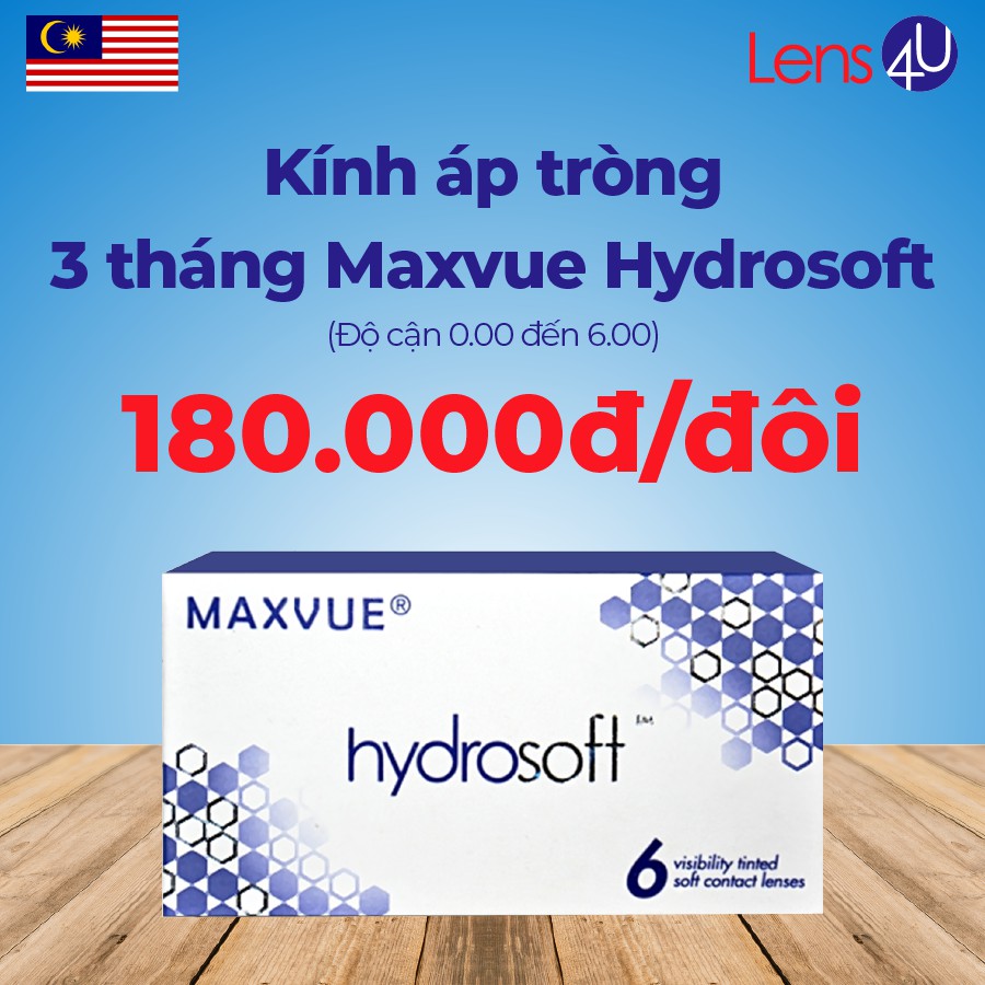 Kính áp tròng không màu chính hãng Maxvue HydroSoft 3 tháng có độ cận