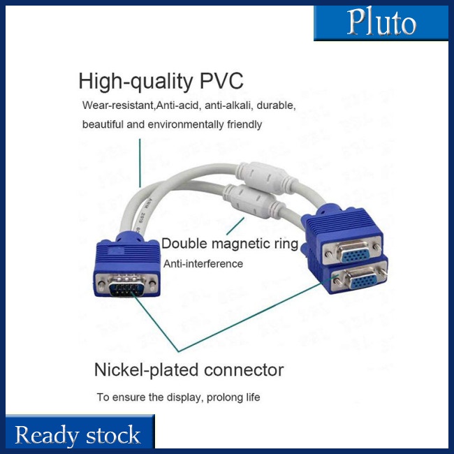 Mới Dây Cáp Chuyển Đổi VGA 1 Đầu Đực Sang 2 VGA Cái
