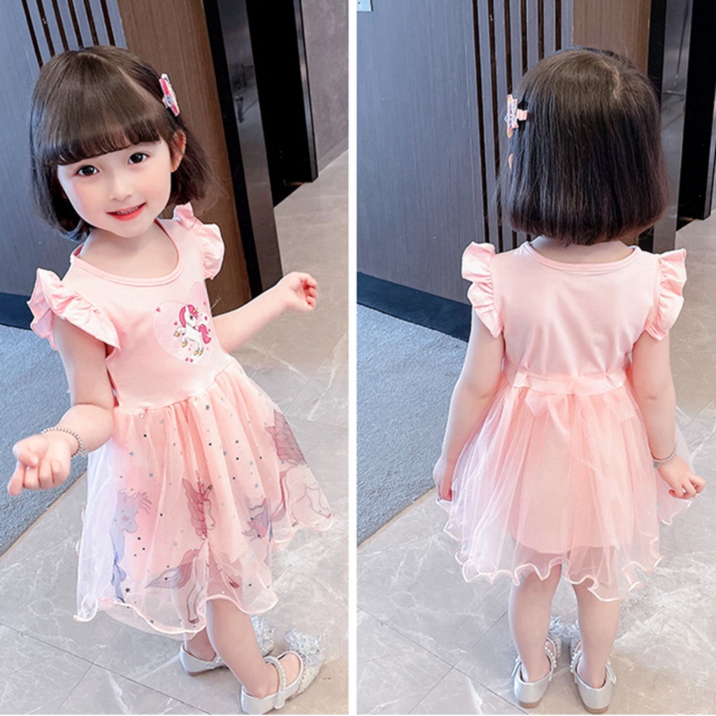 [Kacily]Váy cô gái 0-7 tuổi váy trẻ em váy kỳ lân dễ thương