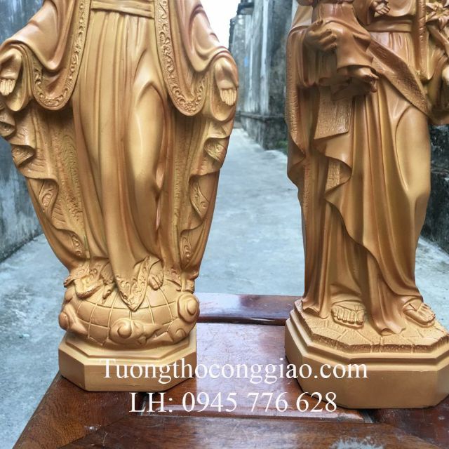 Combo tượng Đức Mẹ Ban Ơn và Thánh Giuse Bế Chúa 40 giả gỗ