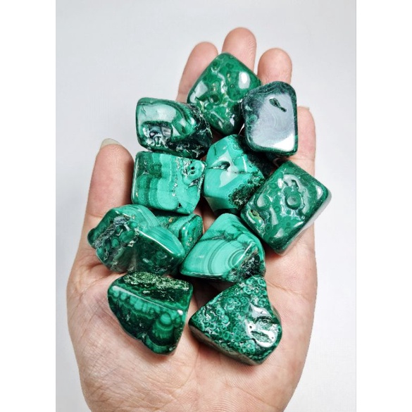Tumbled Malachite  tự nhiên thanh tẩy Tarot, làm handmade, reiki healing, sưu tầm trưng bày...