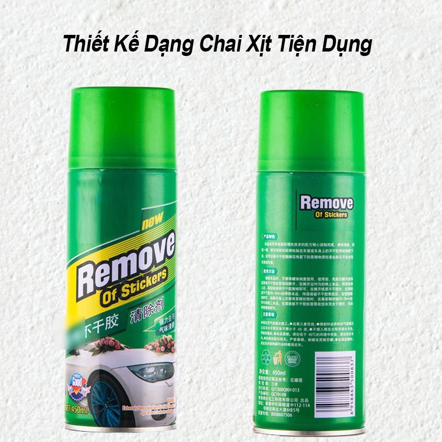 Chai Xịt Tẩy Keo, tẩy vết băng dính, nhựa đường bám trên ô tô, tẩy đa năng đồ nội thất 450ml - Bình An Auto