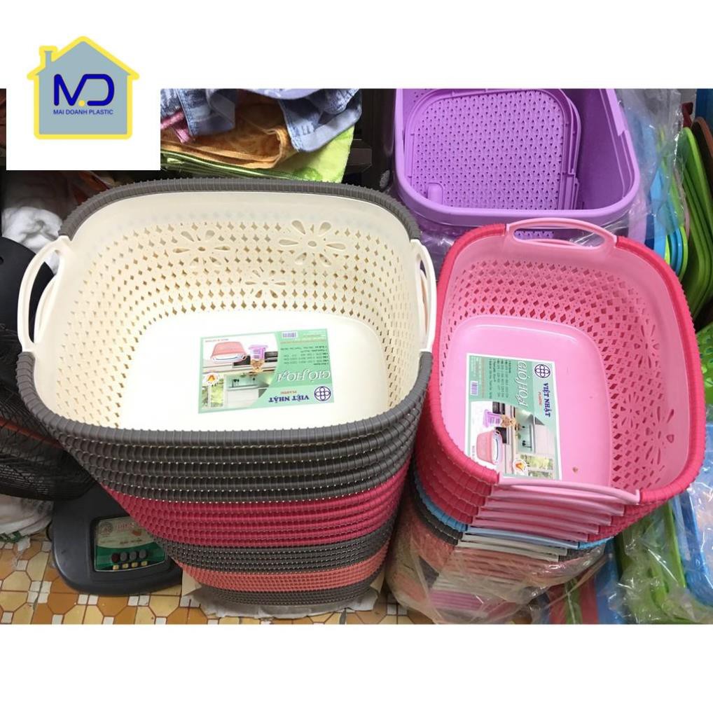 (hot) Giỏ hoa nhựa Việt Nhật có quai - Giỏ đựng đồ chơi, quần áo tiện dụng