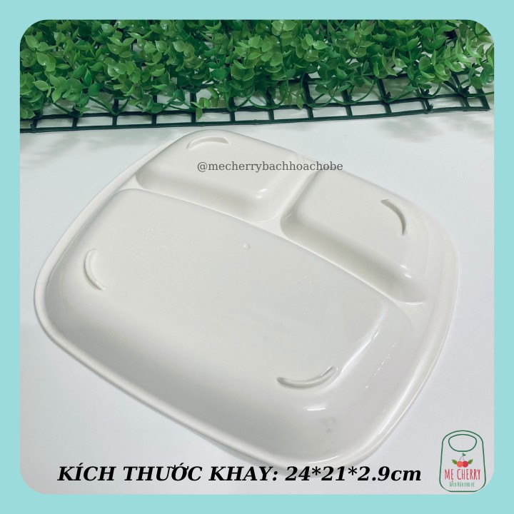 Khay ăn dặm cho bé Nakaya 3 ngăn màu Trắng cho bé - Hàng nội địa Nhật