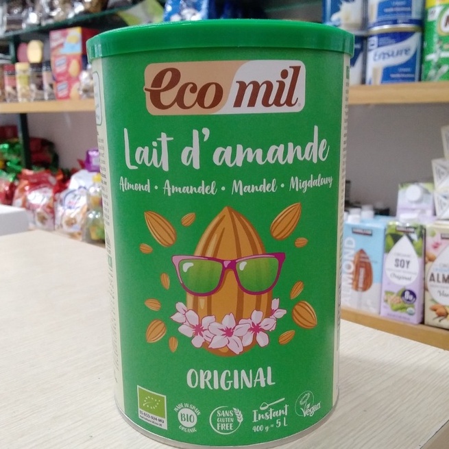 Sữa bột hạnh nhân hữu cơ Ecomil 400gr.  Date 05/2024