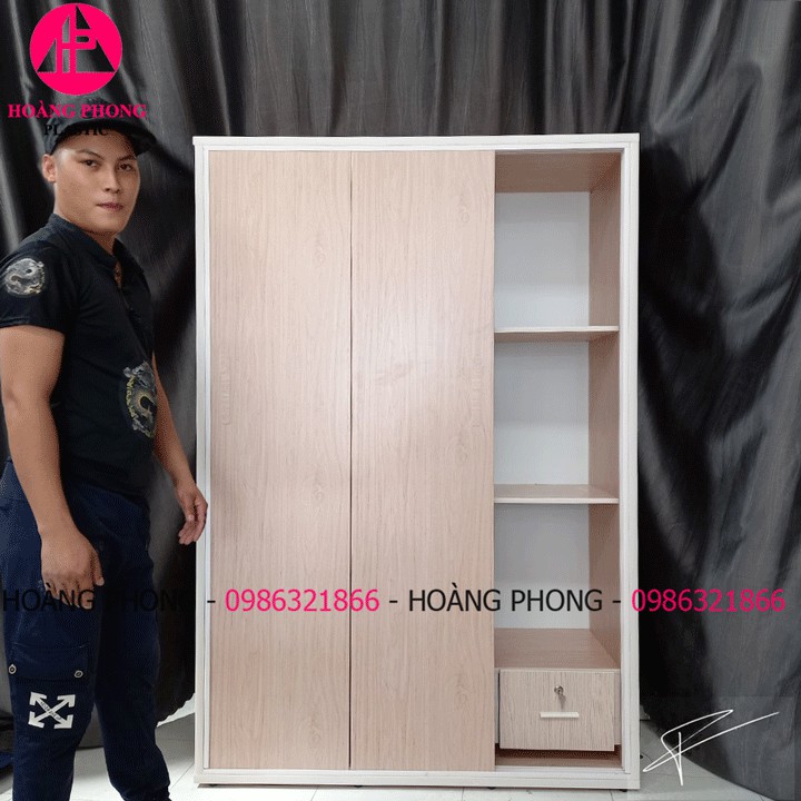 ( HÀNG CAO CẤP ) Tủ quần áo 3 cánh cửa lùa vân gỗ ngang 1m22 cao 1m85 miễn phí giao hàng