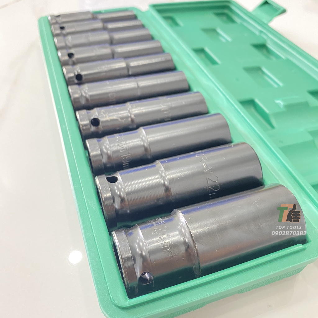 Bộ khẩu 1/2, bộ khẩu 10 món gồm 8, 10, 12, 13, 14, 15, 17, 19, 21, 24