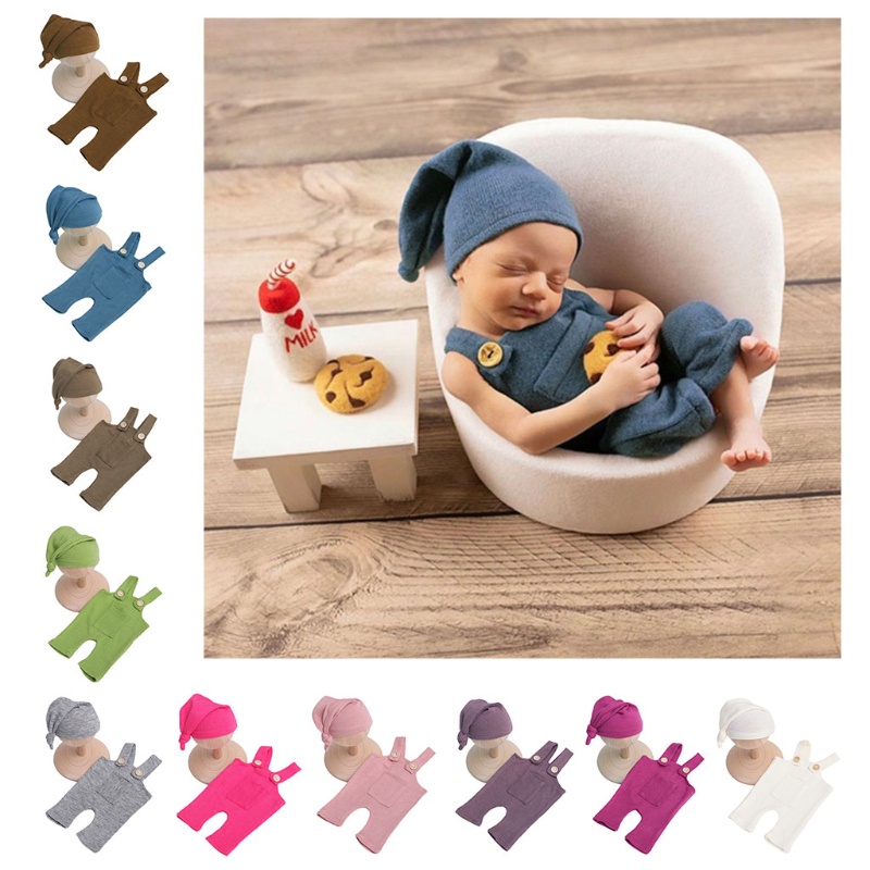 Bộ Áo Liền Quần Kèm Mũ Beanie Dành Cho Chụp Hình Em Bé Sơ Sinh