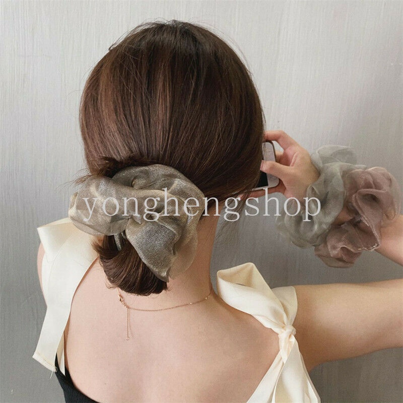 Dây Buộc Tóc Vải Tuyn Co Giãn Lấp Lánh Thời Trang Cho Nữ