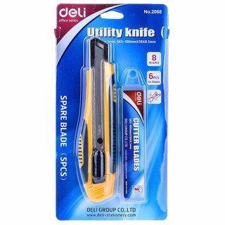 Dao dọc giấy đạ kèm lưởi dao 0.5x18.100 deli 2068