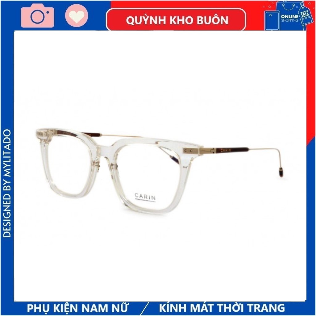 Gọng kính cận kim loại Hàng Hiệu CARIN , mắt gọng vuông màu sắc thời trang 9028