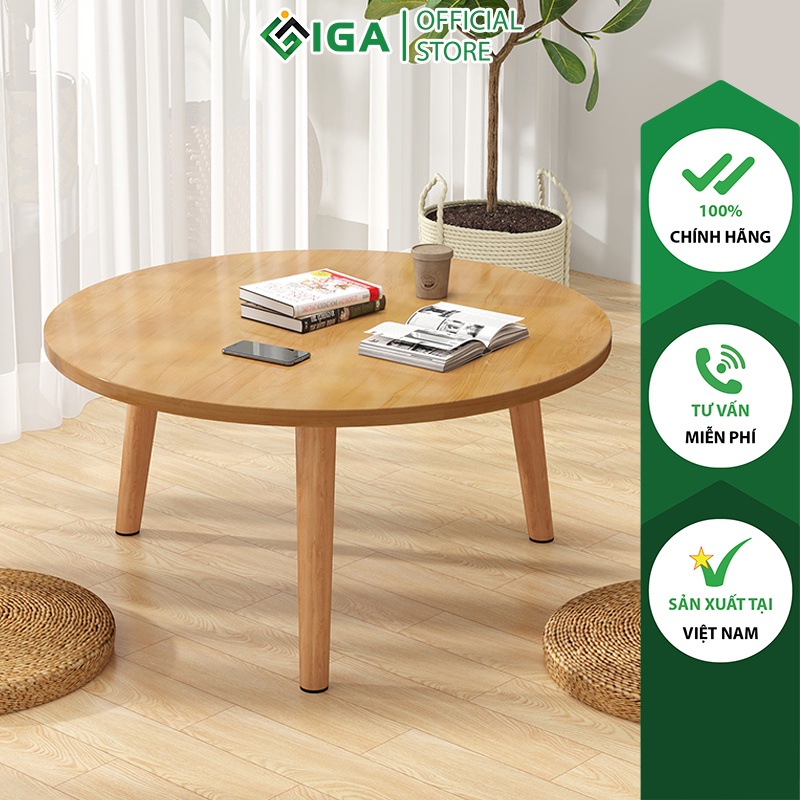 Bàn Trà Sofa/Cafe Ngồi Bệt Chân Gỗ Sồi Hiện Đại (Trắng/Vàng/ Vân gỗ) GP74