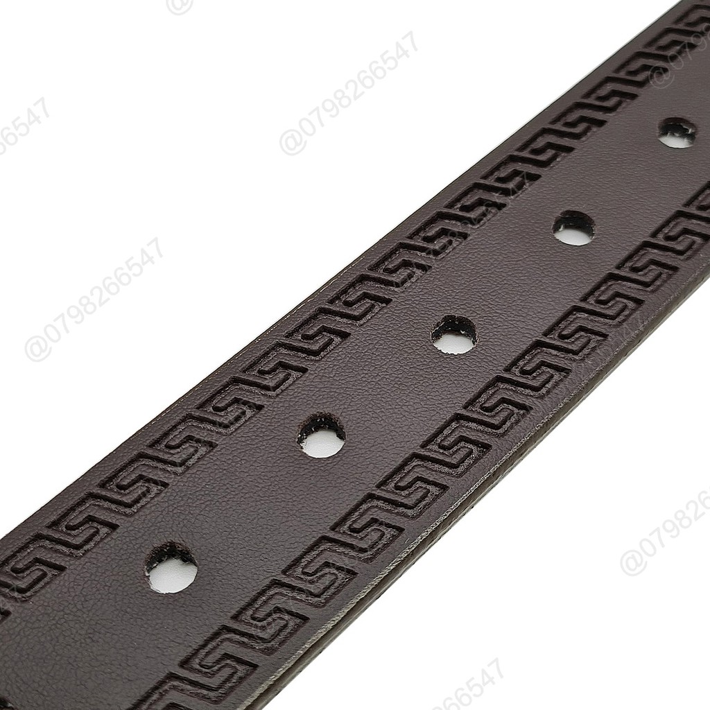 Thắt lưng giá tốt da PU DHM-165 | Đầu khóa kim màu trắng bạc | đục lỗ full dây | Bảo hành 12 tháng