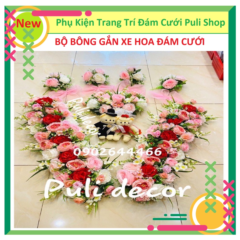 BỘ HOA XE CƯỚI CAO CẤP TRANG TRÍ XE CƯỚI