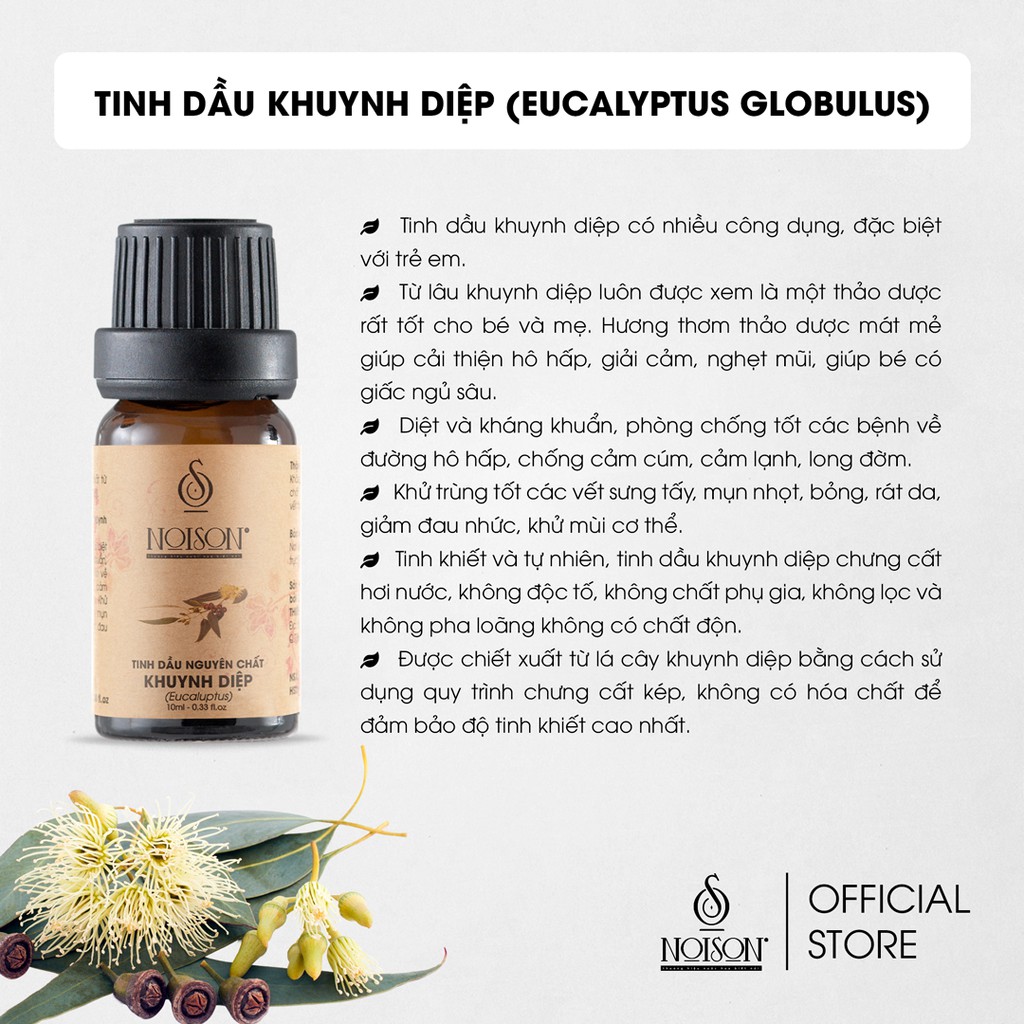 [BÌNH 500ML] Tinh dầu Khuynh diệp Noison | Eucalyptus Globulus Essential Oil | Nhập khẩu Ấn Độ