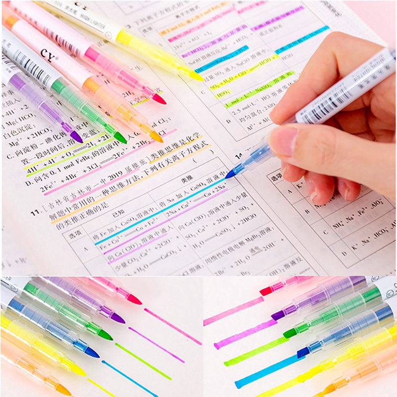 Set 5 bút đánh dấu 2 đầu 2 màu sắc độc đáo đa dụng