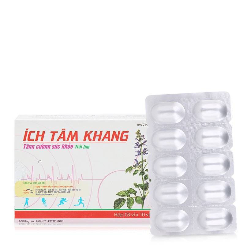 Ích Tâm Khang tăng cường sức khỏe tim mạch, huyết áp, tuần hoàn, Hộp 30 viên