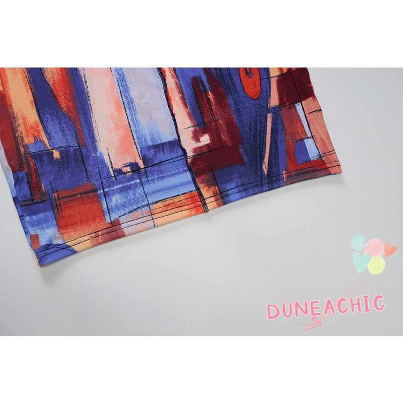 Đầm Dài Tay Cổ Cao In Họa Tiết Nghệ Thuật Xinh Xắn Dành Cho Nữ