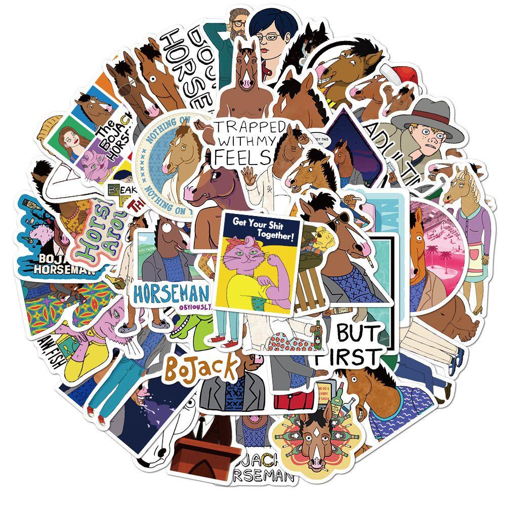 Set 50 Sticker Hoạt Hình Dán Laptop Ván Trượt