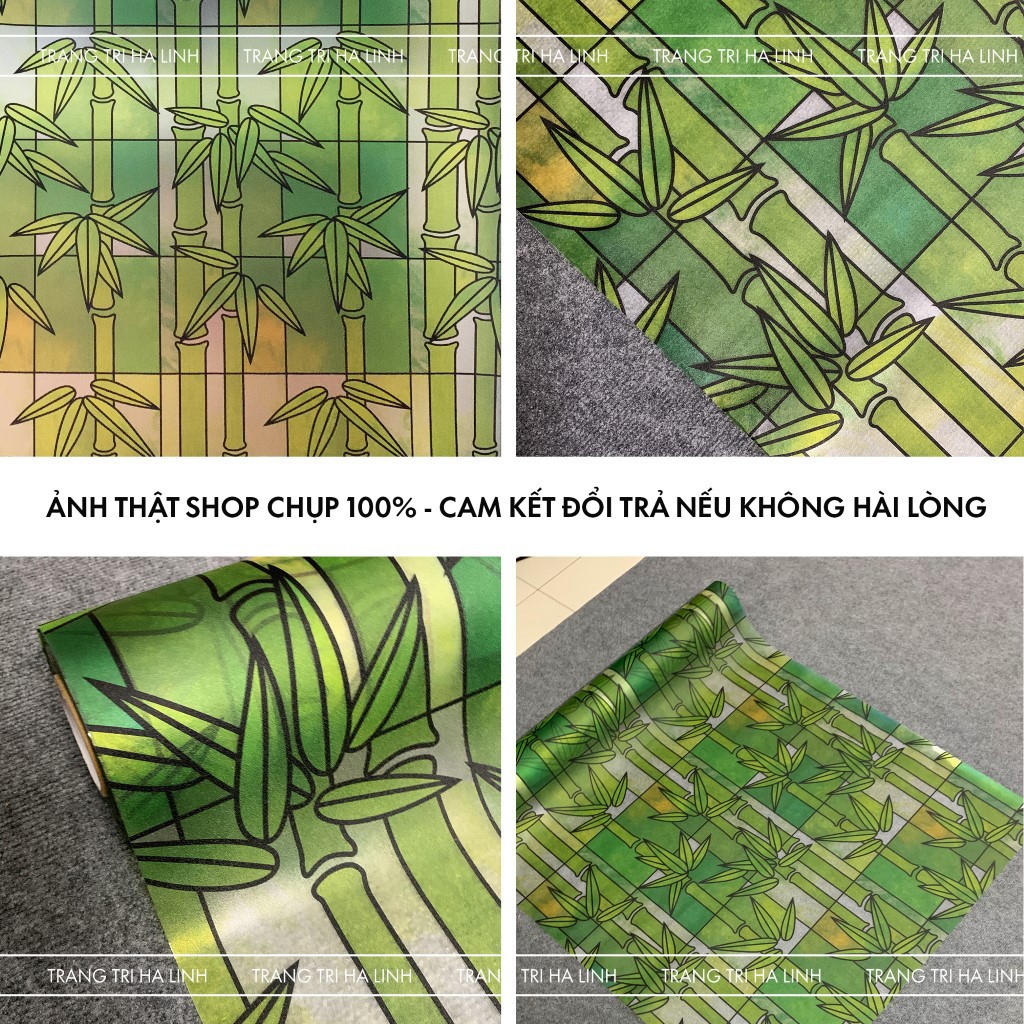 Giấy decal dán kính mờ hoa văn tre xanh dán phòng ngủ đẹp giá rẻ 0.9mx0.5m