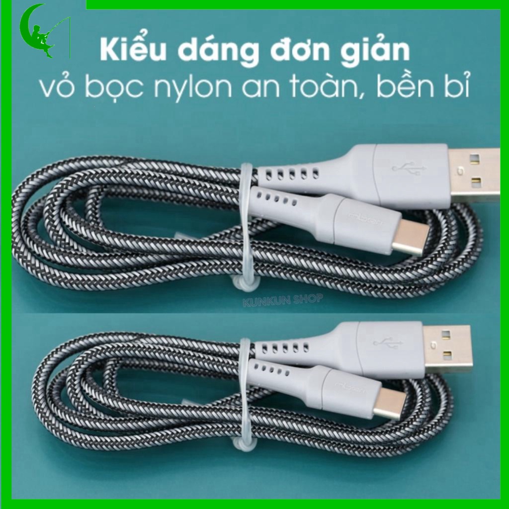 Cáp sạc type c, Dây sạc nhanh type c 2.4A thiết kế dây bện dù dài 1 mét và 3 mét cho điện thoại androi, samsung, oppo,