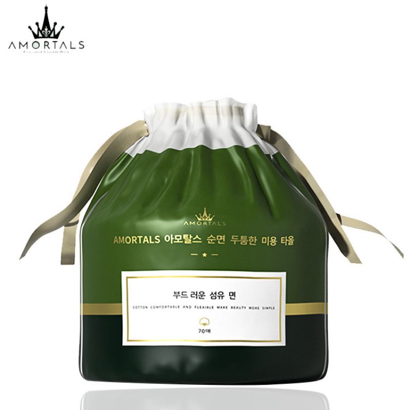 AMORTALS Set 70 Khăn Lau Mặt Sử Dụng Một Lần Bằng Cotton Mềm Mại Dày Dặn Dùng Một Lần