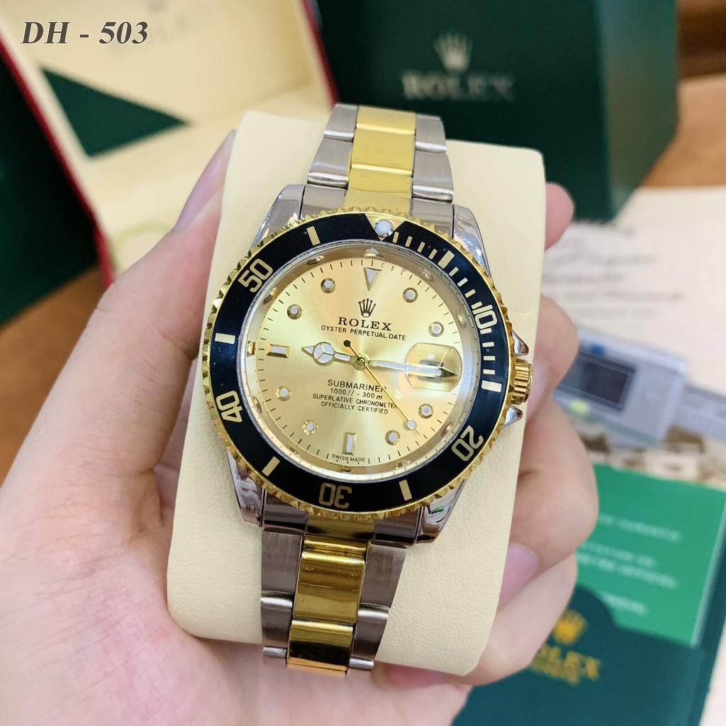 Đồng hồ nam Rolex mặt tròn toạ độ dây kim loại chống nước cao cấp DH503 Shop404