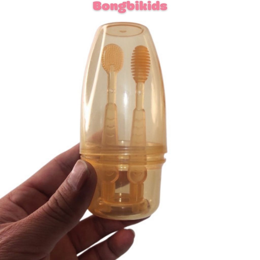 Bàn Chải Đánh Răng Silicon Siêu Mềm Cho Bé 0 - 18 Tháng Set Bàn Chải Rơ Lưỡi BÔNG BI KIDS