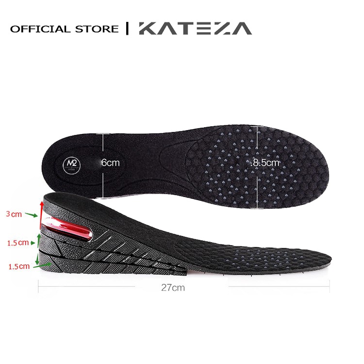 Lót giày tăng chiều KATEZA cao có đệm khí cả bàn và nửa bàn cao cấp 3cm đến 5cm