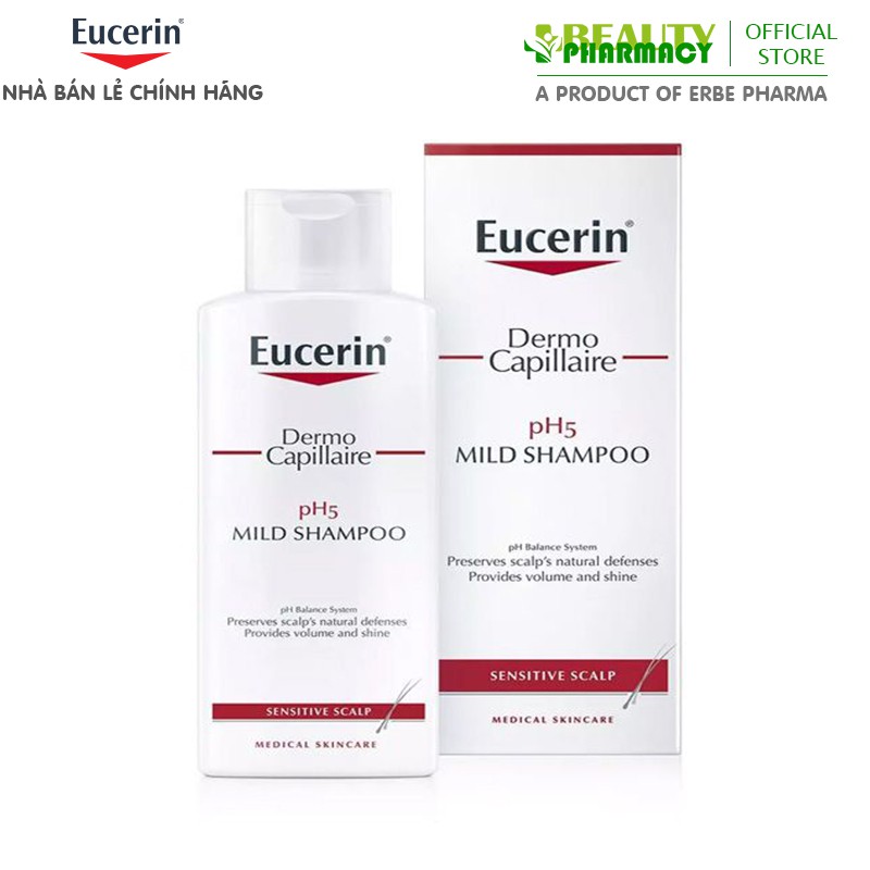 Dầu gội dịu nhẹ cho da đầu nhạy cảm Eucerin Dermo Capillaire pH5 Mild Shampoo 250ml