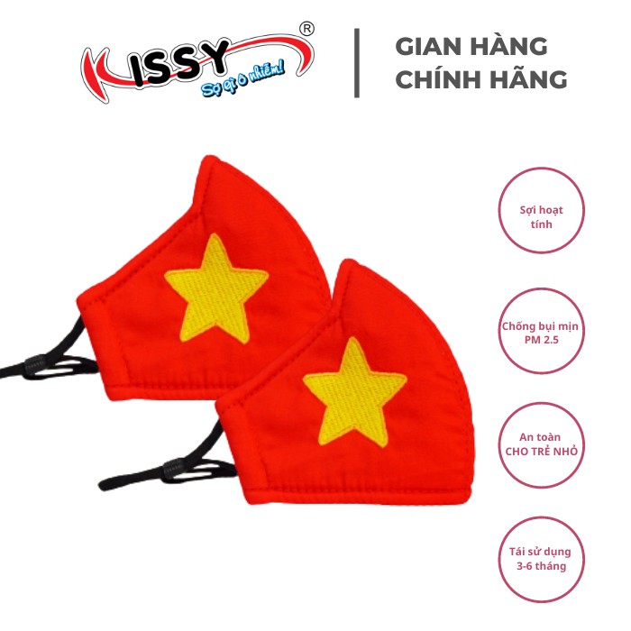 Khẩu trang Kissy cờ đỏ sao vàng - Tự hào Việt Nam - mẫu cho bé, giao chuẩn mẫu và chuẩn size