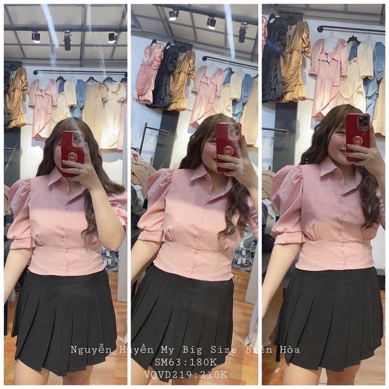 ÁO SƠ MI BIGSIZE DẠNG CROPTOP NGANG RỐN 60-90kg (có size)