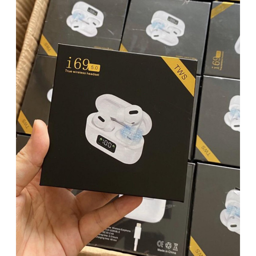 Tai Nghe  Bluetooth ⚡️𝐅𝐑𝐄𝐄 𝐒𝐇𝐈𝐏⚡️Tai Nghe i69 TWS - Định vị đổi tên - Hiển thị phẩn trăm Pin - Âm thanh đỉnh cao