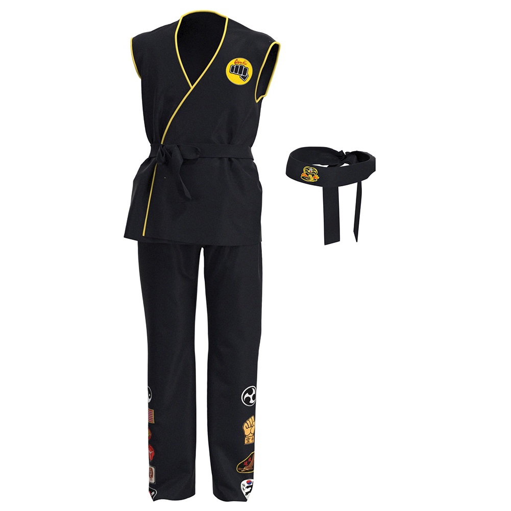 In Stock Cobra Kai Cosplay Costume Top Pants Outfits Halloween Carnival Suit